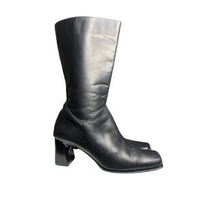 Carlos falchi black leather boots women’s size 8